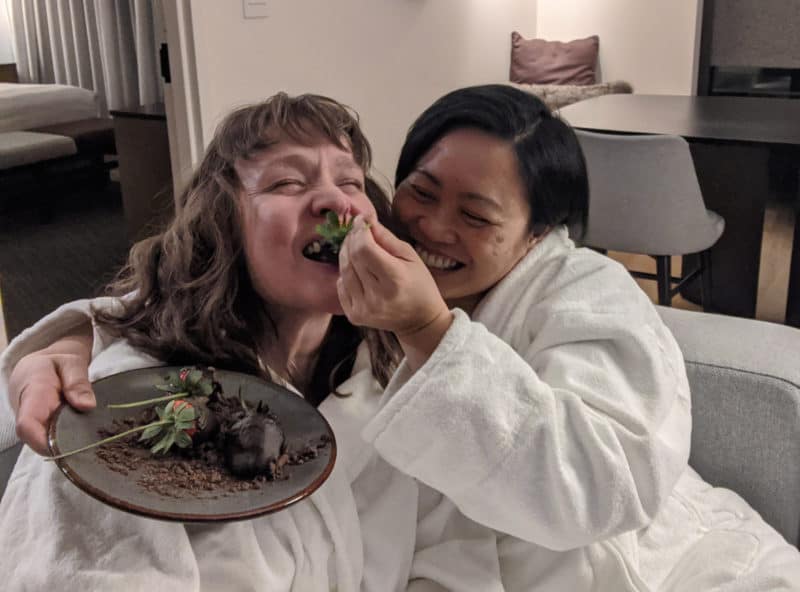 Romance weekend chocolate covered strawberries