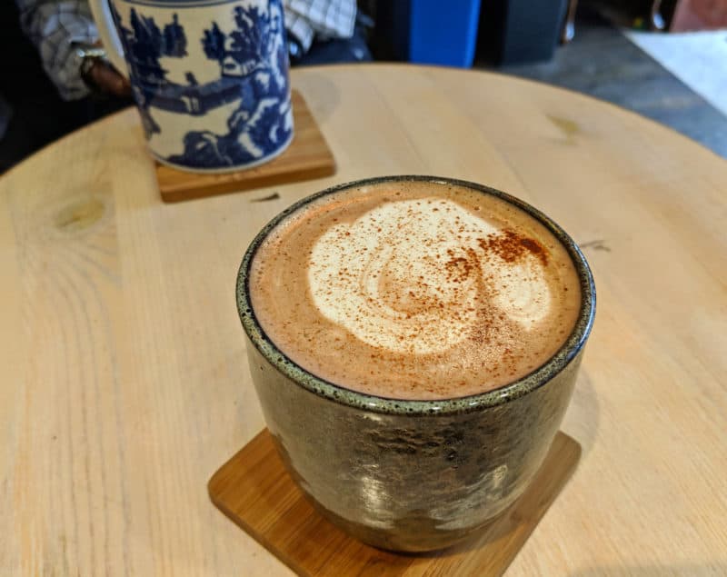 Manhattan's Lower East Side coffee shop, cup of hot chocolate