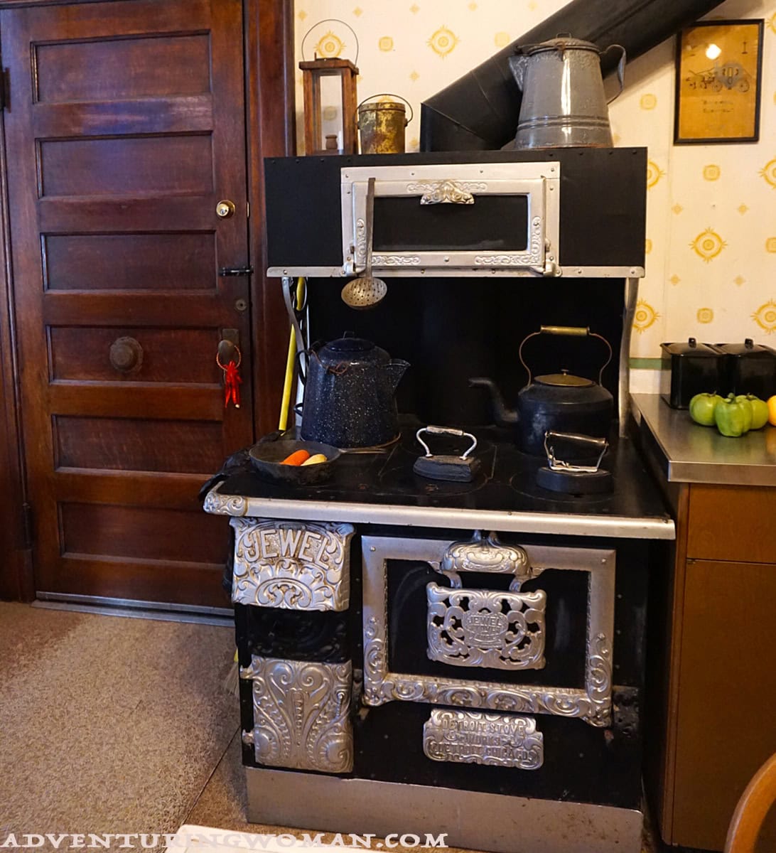 The original 1903 wood stove in the kitchen of the Overholser mansion in OKC is a top-end Jewel Range, made in Detroit