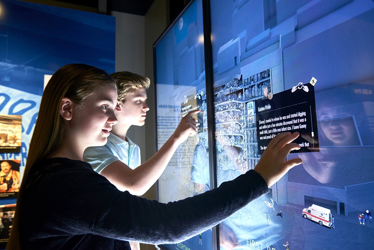 Young people interact in the hands-on learning lab of the Oklahoma City National Memorial Museum